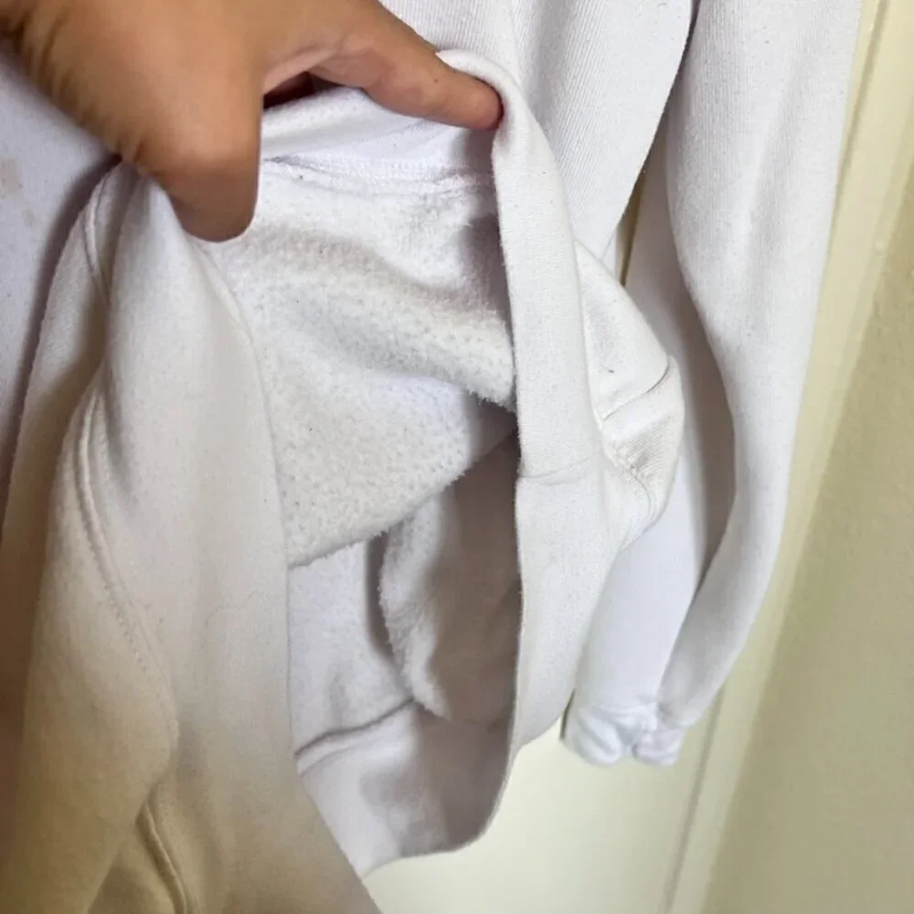 Create White Crew Neck Terry Fleece Lining Sweater S​​​​​​​​​​​